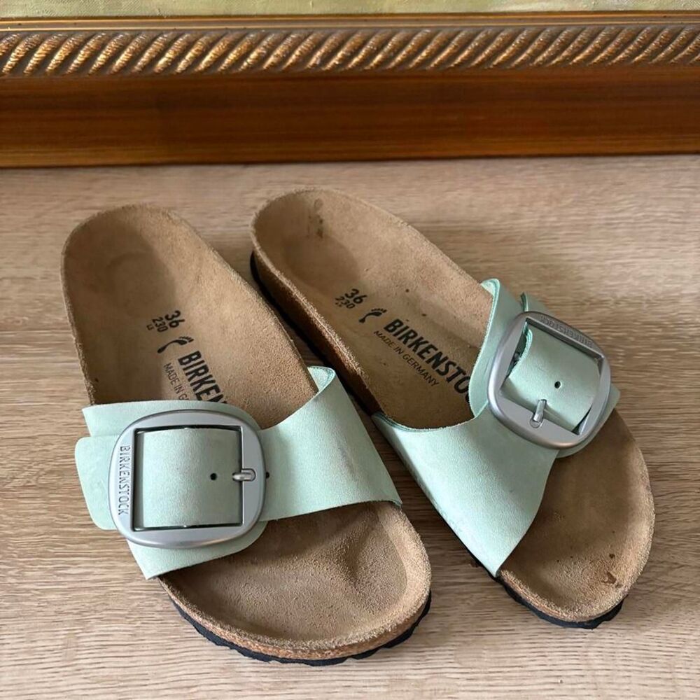 Birkenstock Women's Green and Blue Big Buckle Sandals